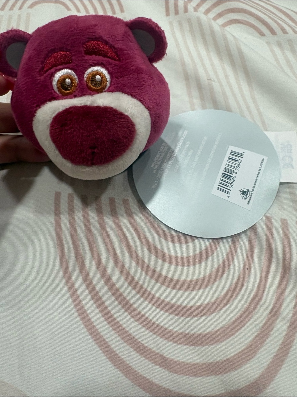 Disney Plush Berry-Pink Bear Head Accent